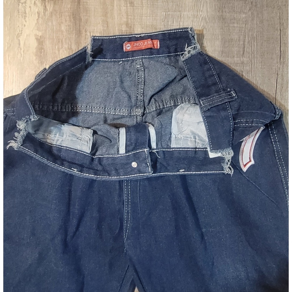 JNCO Lucky 7 Dice Jeans 34x26 Blue Denim Mid Rise Baggy Skater Y2K Rare Stretch - Picture 4 of 16
